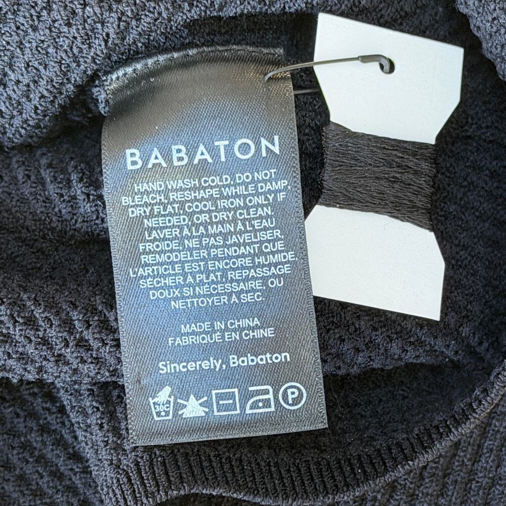 Babaton Waldorf Sculpt Knit Black Long-Sleeve Crewneck Top Shirt NWT Size Small - Picture 4 of 16